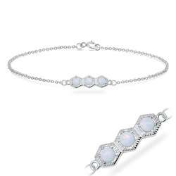 Opal on Hexagon Silver Bracelet BRS-544